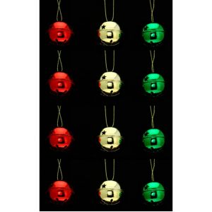 Atmosphera Lot de 12 grelots brillants - Rouge, vert et or