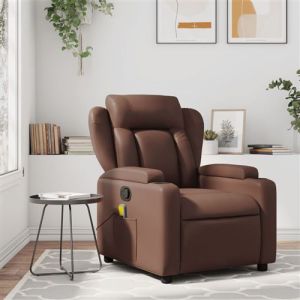 VidaXL Fauteuil de massage inclinable Marron Similicuir