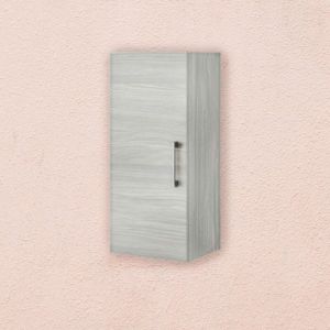 Kiamami Valentina Armoire murale à une porte réversible en chêne gris pour salle de bains