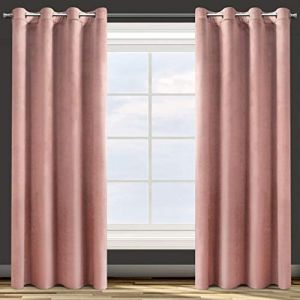 Design91 Eurofirany Rosa Rideau en Velours Doux Uni Opaque avec Oeillets - 1 Unit&eacute;, Moelleux, Panneau Drap&eacute;, Classique, &Eacute;l&eacute;gant, Salon, Chambre, 200 g/m&sup2;, 140x250 cm, Rose Fonc&eacute;