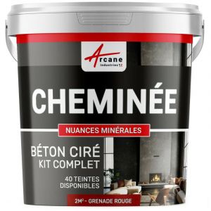 Arcane industries Arcaneindustries - Béton Ciré Cheminée, Kit avec primaire et vernis - couleur kit 2 m² (2 couches) - Grenade Rouge