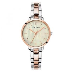 Pierre Lannier Bracelet acier femme - Montre Femme AURA Cadran Blanc Bracelet Acier rose - Couleur de la matière:Blanc et Rose