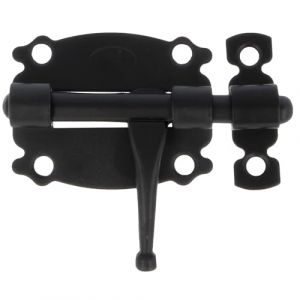Amig - Loquete Superposé pour Portes et Meubles Mod. 484 | Verrou de Sécurité pour Fermeture Horizontale | Matériau Acier avec Axe en Zamak | 50 mm | Style Rustique | Inclut la Quincaillerie | Noir