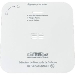 Lifebox D&eacute;tecteur de monoxyde de carbone EN 50291 connect&eacute;