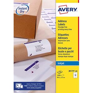 Image de Avery-Zweckform J8173 - Blanc - 57 x 99.1 mm 1000 unités (100 feuille(s) x 10) étiquettes adresses