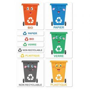 Signaletique.biz France - tiquettes autocollantes tri sélectif pour poubelles (I0890) - 50 x 50 mm