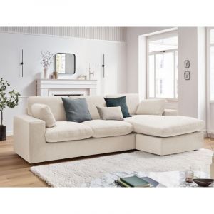 Bobochic Canapé d'angle fixe Canapé d'angle fixe compact réversible belair Beige - Beige
