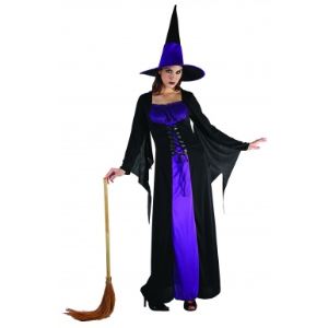 Déguisement sorcière robe noire et bleu Halloween