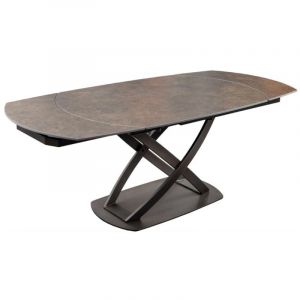 Table ATONIA – Ovale extensible 130 à 190 cm – Plateau céramique effet marbre bronze – Pieds métal – Style moderne