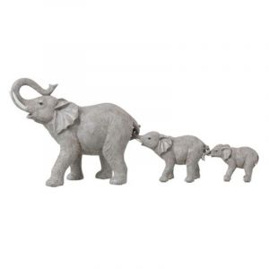 Image de Prix Statuette Déco en Résine 3 Eléphants 57cm Gris