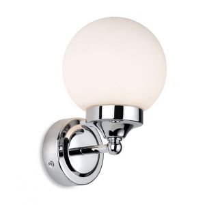 Firstlight Louis Applique Globe Salle de Bain Chrome avec Verre Blanc Opale IP44