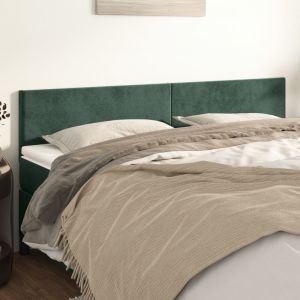 VidaXL T&ecirc;tes de lit 2 pcs Vert fonc&eacute; 100x5x78/88 cm Velours