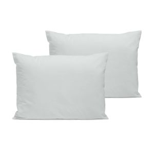 Bleu C&acirc;lin Lot de 2 taies d'oreiller unies en percale de coton gris clair 50x75cm