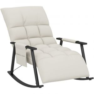 Homcom Fauteuil à bascule Chesterfield inclinable repose-pied ajustable acier noir microfibre grège