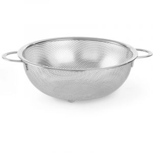 Hendi Passoire de cuisine, egouttoir, tamis pour la cuisine et le lavage des p&acirc;tes, des nouilles, des fruits, des l&eacute;gumes, des salades, rond, perfor&eacute;e, avec base et 2 poign&eacute;es, &oslash;235x(H)85 mm, Inox