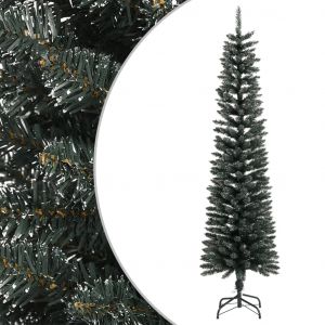 Image de VidaXL Sapin de Noël artificiel mince avec support Vert 180 cm PVC N/A