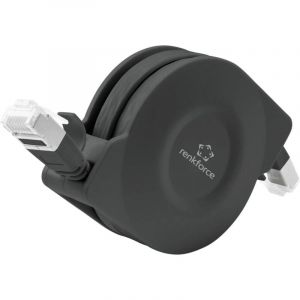 Renkforce Câble réseau, câble patch RF-4476386 RJ45 cat 6a u/ftp 1.50 m noir modèle plat, avec enrouleur 1 pc(s)