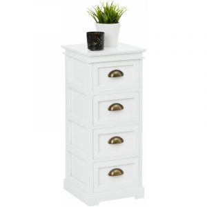 Idimex Chiffonnier LANDHAUS commode 4 tiroirs en bois de paulownia style shabby chic vintage classique blanc