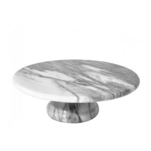 Pr&eacute;sentoir &agrave; G&acirc;teau Rond en Marbre Blanc 0,000000