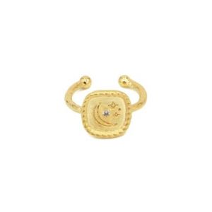Bague ajustable doré à l'or fin 24K zircon MINI ORACLES