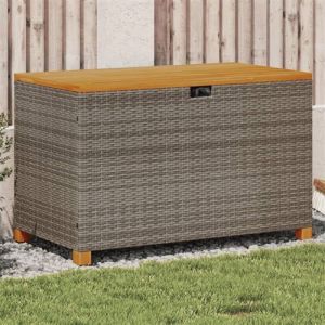 VidaXL Boîte de rangement de jardin gris résine tressée bois d'acacia