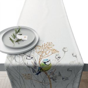 Ambiente Chemin de table en coton oiseaux