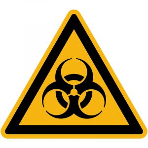 Autocollant Danger Warning Avertissement NF ISO7010 - Sticker Adhésif Signalétique Triangulaire Laminé Plastifié Résistant à l'eau et aux UV - Risque Biologique - 20x20 cm