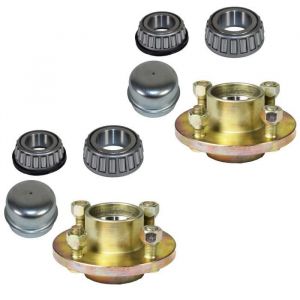 Paire de moyeu de roue en fonte Remorque 100mm 1 PCD" roulement conique 4 goujo
