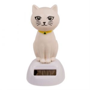 Chat figurine solaire animée qui hoche la tête