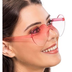 Ruedelafete Lunettes Coeur plastique verres fum&eacute;s, Rose