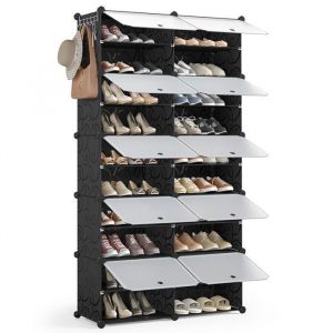 Meuble &agrave; Chaussures avec 10 Compartiments pour 40 Paires de Chaussures, Armoire &agrave; Chaussures en Plastique, &Eacute;tag&egrave;res de Rangement Portable Modulable