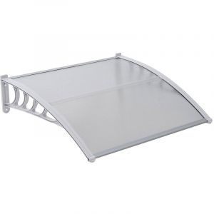 BC-Elec M100120 Auvent de porte 100x120cm, abri de porte d'entr&eacute;e, avant-toit transparent, porche