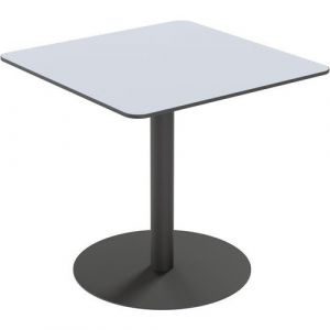 Image de Paperflow Table de restauration carrée Mezzo plateau stratifié Blanc 80 x 80 cm - Pied central en acier Noir