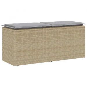 VidaXL Banc de jardin avec coussin beige 110x40x44 cm résine tressée