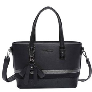 Sac à Main pour Femme avec Nœud et Bandoulière à Effet Python Gallantry Noir