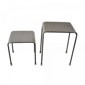 Unamourdetapis Table basse 2 tables gigognes 40x55 cm argent en metal