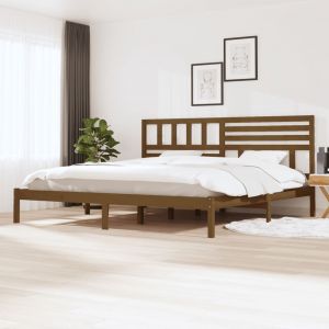 VidaXL Cadre de lit Marron miel Bois de pin massif 200x200 cm Brun