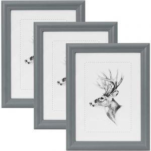 Woltu - 3 pièces Cadre de Photo en Bois. Artos Style Façade en Verre.21x29.7cm A4.Gris BRU9894gr-3