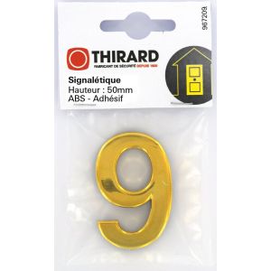 THIRARD Chiffre 9 adhésif doré hauteur 50mm