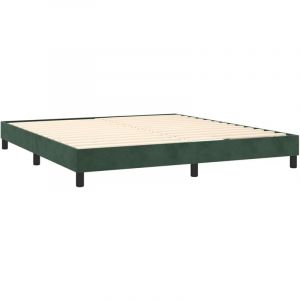 Décoshop26 Sommier à lattes sur pieds cadre de lit 160x200 cm tissu velours vert foncé TDL0206881