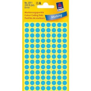 Avery-Zweckform 3011 - Etui de 416 pastilles adhésives, diamètre 8 mm, coloris bleu (4 feuilles / cdt)