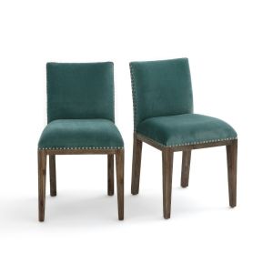 Image de Chaise velours cloutée, lot de 2, Eulali Bleu Taille Taille Unique