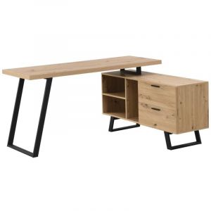 Vente-unique - Bureau d'angle avec rangements - mdf - Coloris : Naturel et noir - nayaro