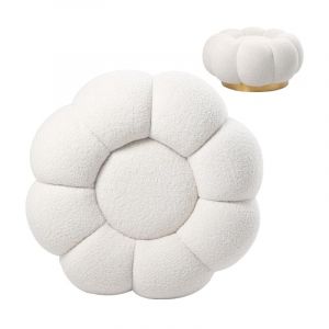 Meubler Design - Pouf Bouclé Crème Piètement Couleur Or Buble - Boucle Or, Style, x x cm