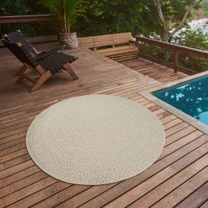 Tapis extérieur jute intempéries - Crème - 80 cm, Rond