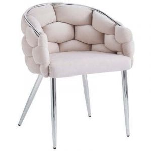 Lot de 2 chaises BALLON pieds chrome assise en Velours Beige