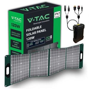 Image de V-TAC Module de panneau solaire photovoltaïque pliable 120w pour recharge de power station portable sku 11446 - Vert