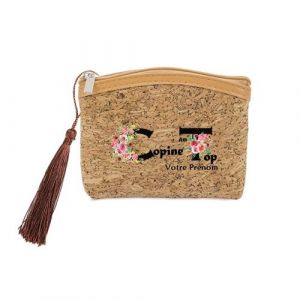 Porte monnaie et porte cles liege Taperso avec motif copines au top personnalisable