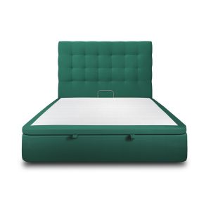 Lit coffre 140x190cm avec tête de lit capitonnée Velours Vert - Hauteur totale : 39cm