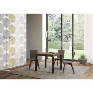 Table extensible 90x90/246 cm effet bois noyer